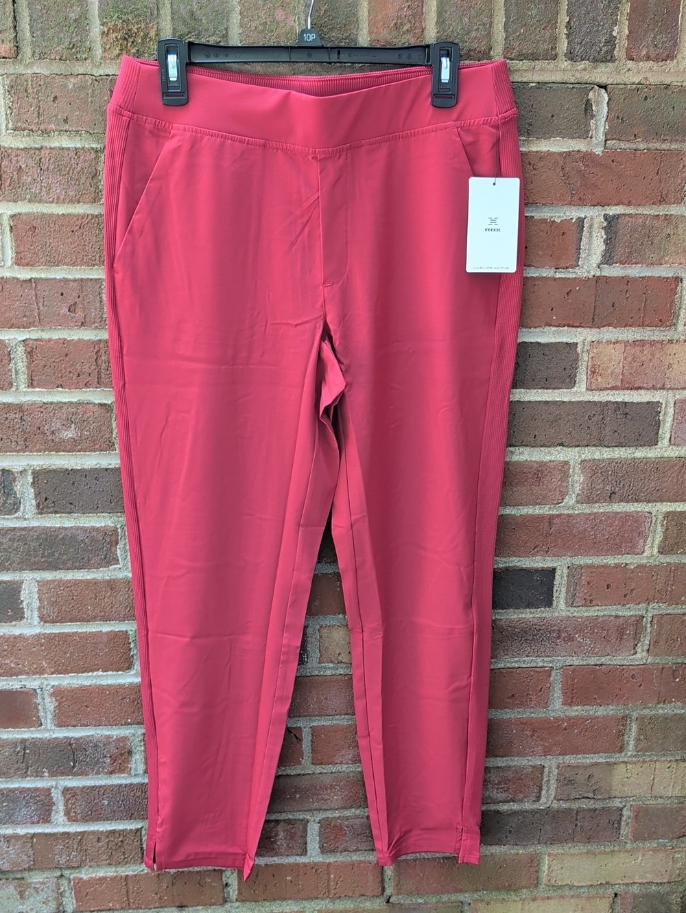 RBX Active City Stretch Ribbed Garnet Ankle Pants Size M